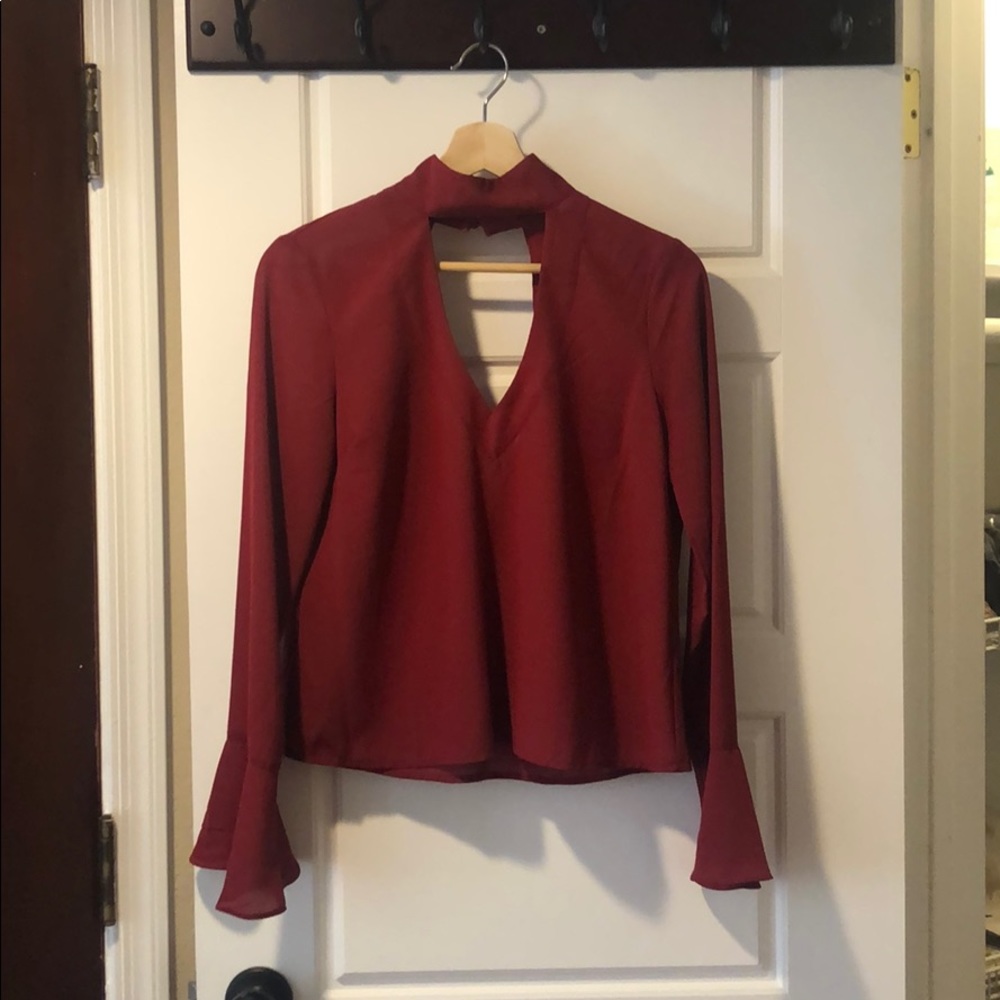 Burgundy Red Choker Top